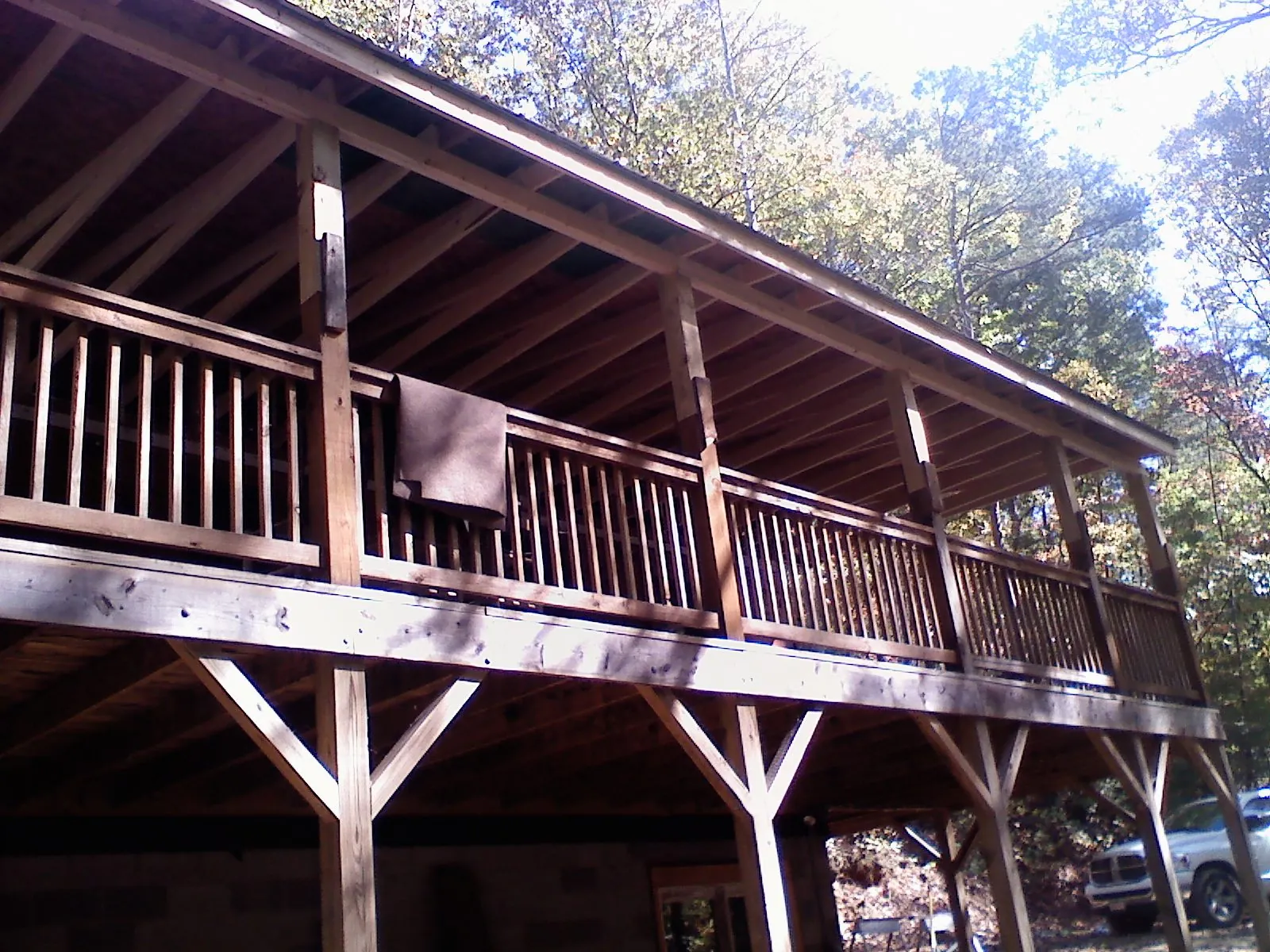 Timber framing under a new elevated porch and deck — Roof Leak Repair in Groveport by Roofing Brothers